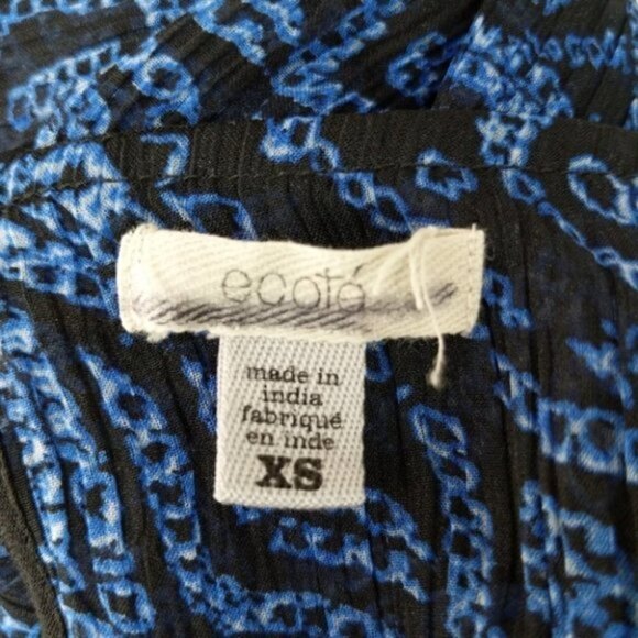 Urban Outfitters Ecote Sheer Blue Black Half Button Down Keyhole Tank Top XS - Picture 6 of 7